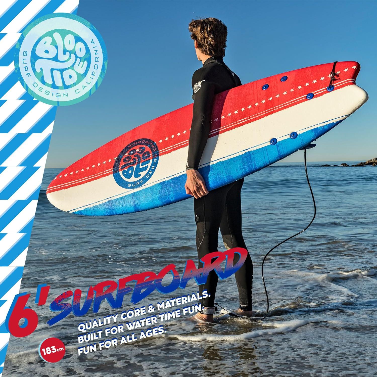 Bloo Tide 6’ Swallow Tail Soft Surfboard(Americana)