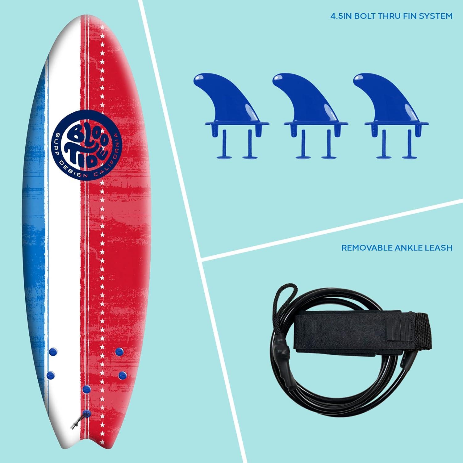 Bloo Tide 6’ Swallow Tail Soft Surfboard(Americana)