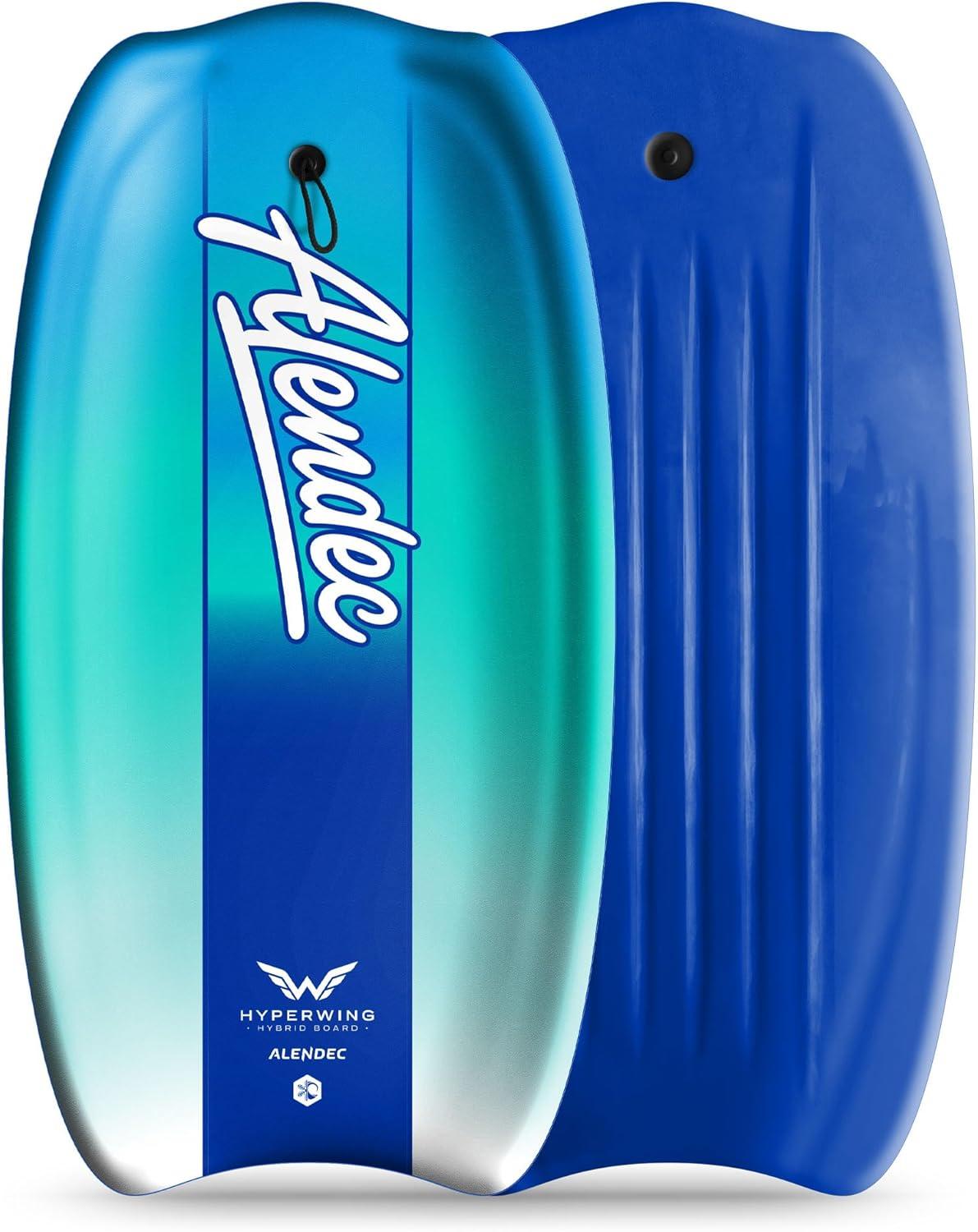42.5in Hybrid Alendec All Season Board for Snow & Water Multi-Sport Snow SLED | 2Pk Bodyboard with Leash Cord