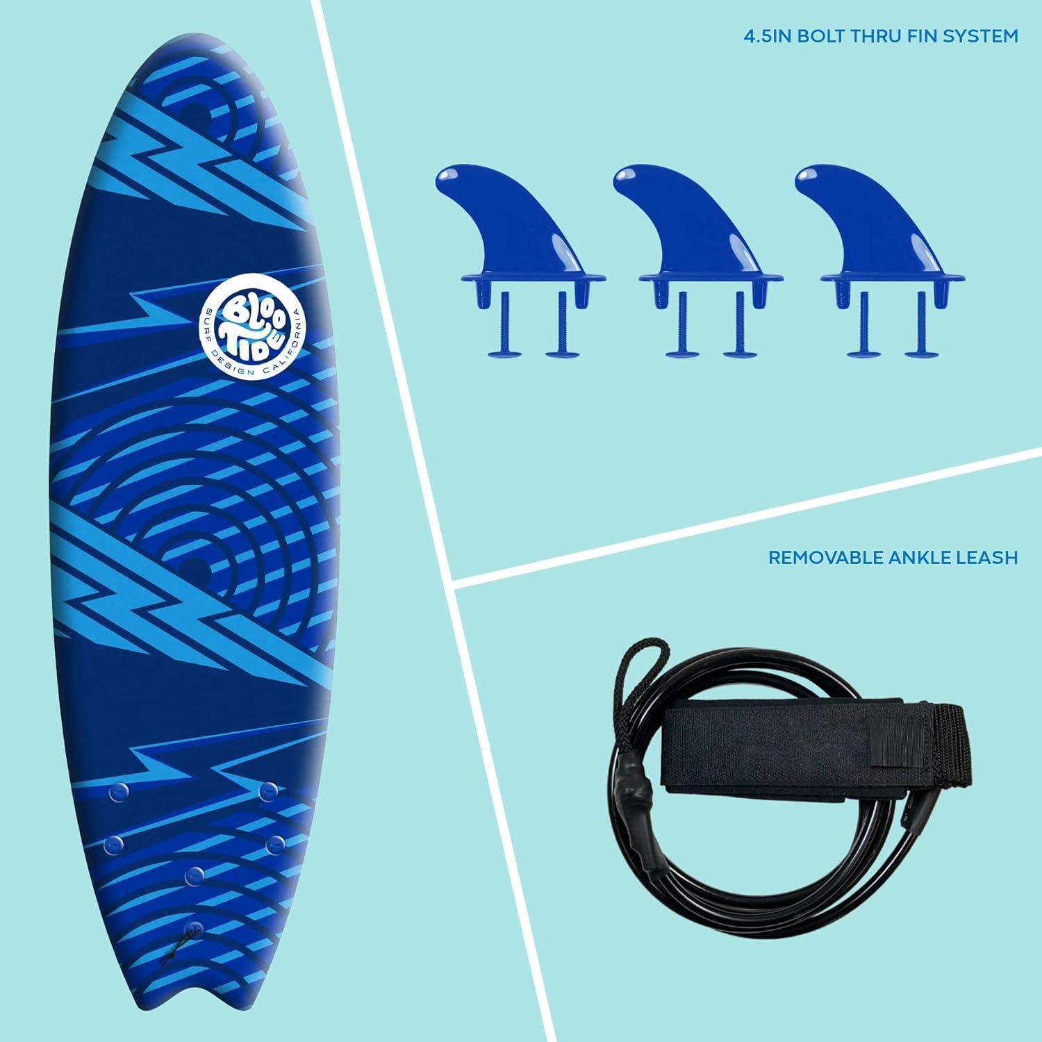 Bloo Tide 6’ Swallow Tail Soft Surfboard(blue)