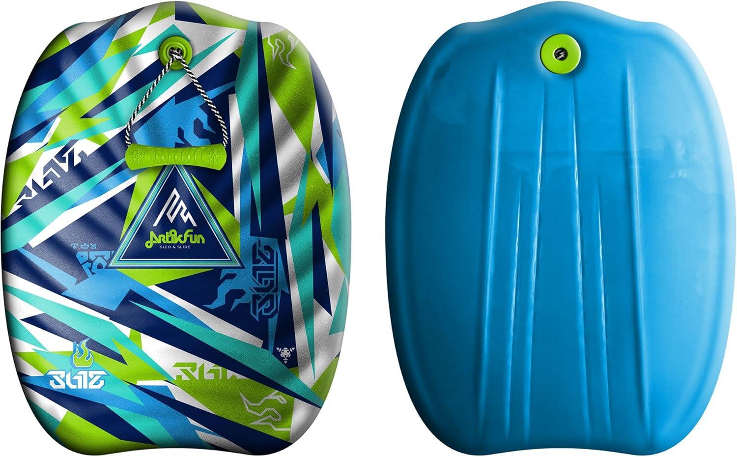 Artikfun 24in Junior Sled Two Pack| Graphic top Deck with High Density Slick Bottom | for Youth and Adults | 3D Molded Foam Construction | Outdoor use for Winter or Summer | Snow Sled and Many uses