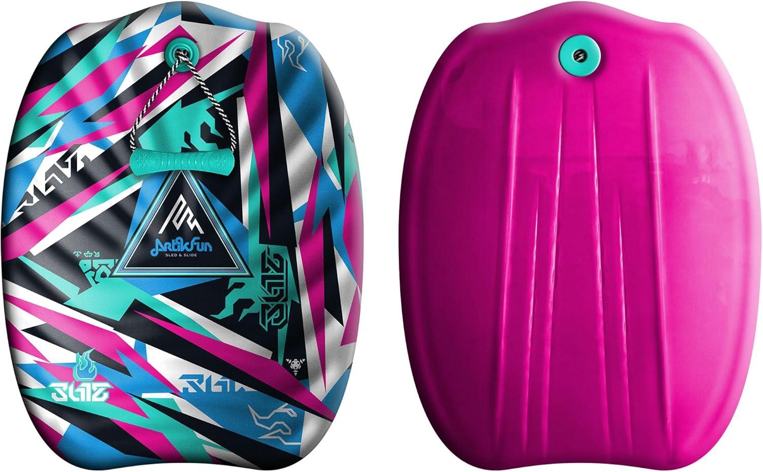 Artikfun 24in Junior Sled Two Pack| Graphic top Deck with High Density Slick Bottom | for Youth and Adults | 3D Molded Foam Construction | Outdoor use for Winter or Summer | Snow Sled and Many uses