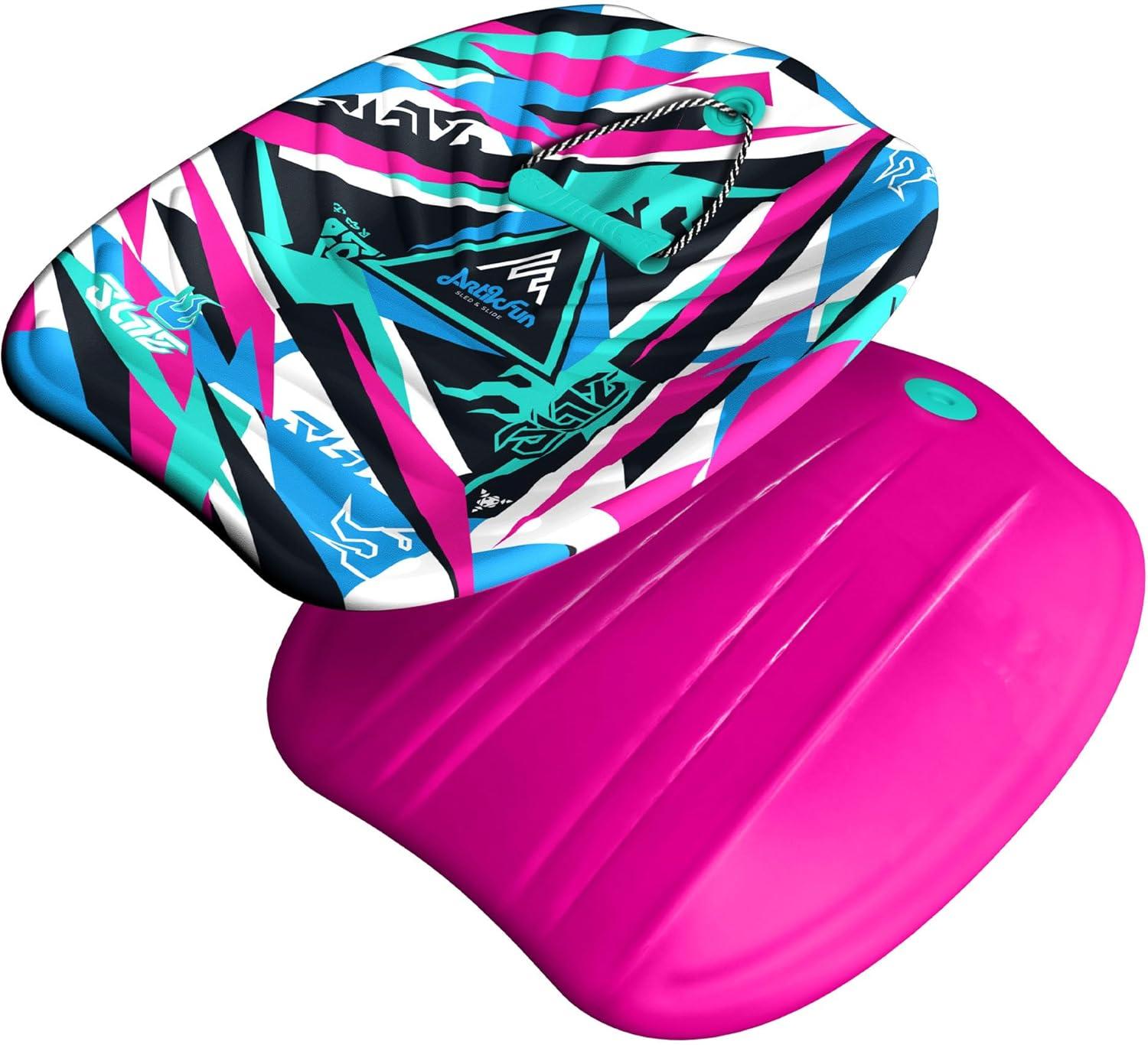 Artikfun 24in Junior Sled Two Pack| Graphic top Deck with High Density Slick Bottom | for Youth and Adults | 3D Molded Foam Construction | Outdoor use for Winter or Summer | Snow Sled and Many uses