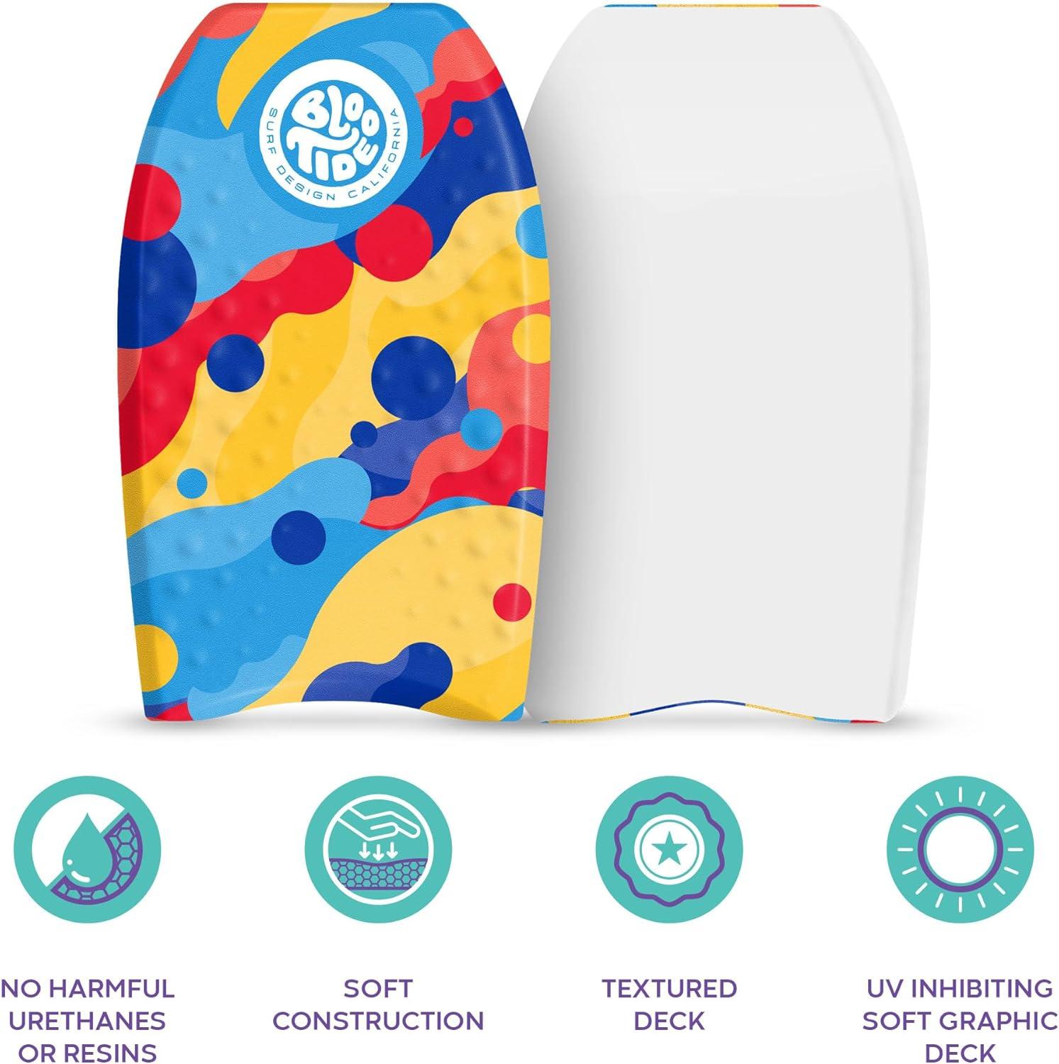 Bloo Tide 22in Mini Bodyboard // Foam Wax Free Soft Kickboard Bodyboard for Adults and Kids of All Levels