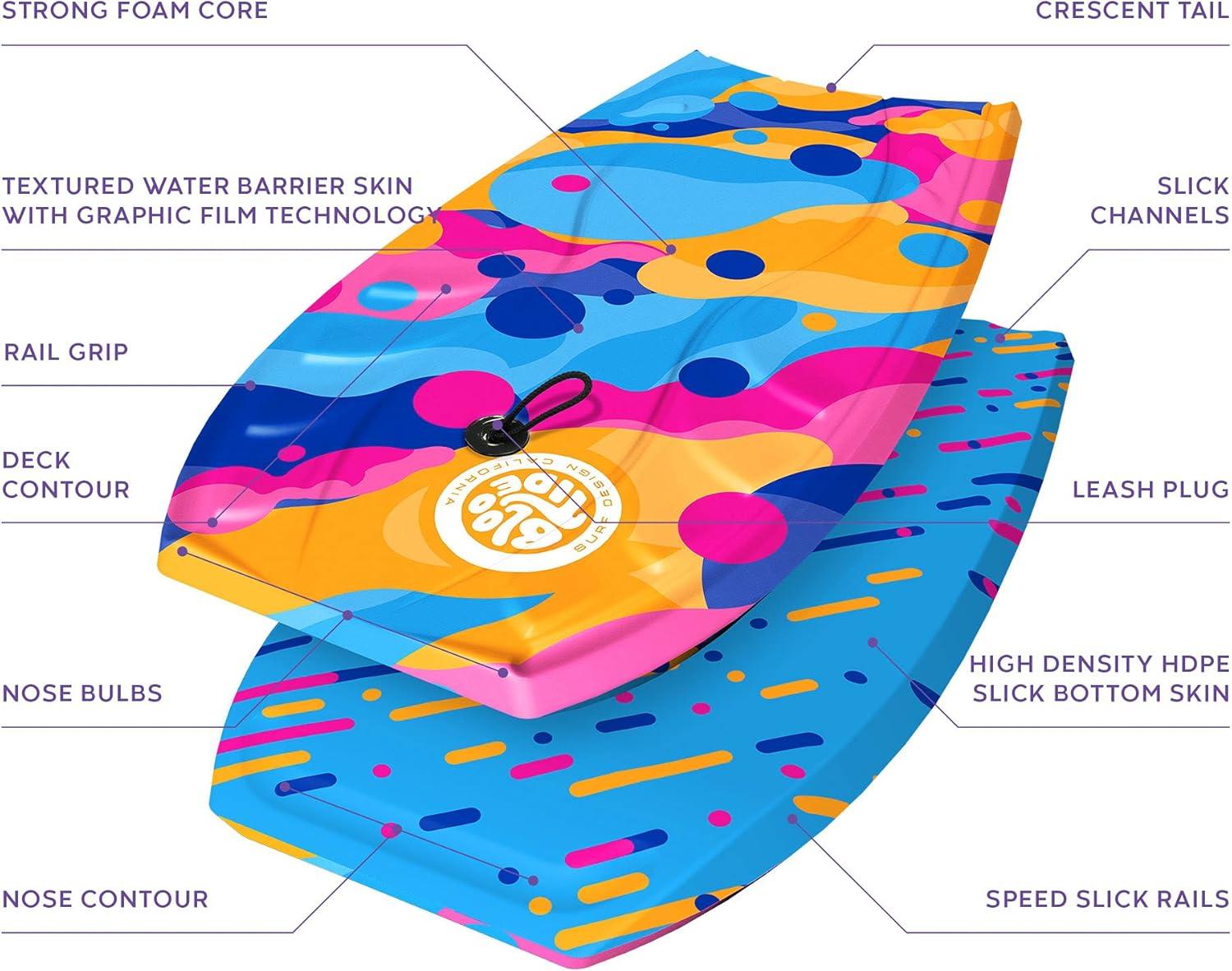 Bloo Tide Foam Bodyboard 40″ | Bodyboards for Recreational Beginners and All Surfing Levels | Contoured Deck and Channel Bottom | for Lake Pool Ocean Beach Wave Riding 2 Pack