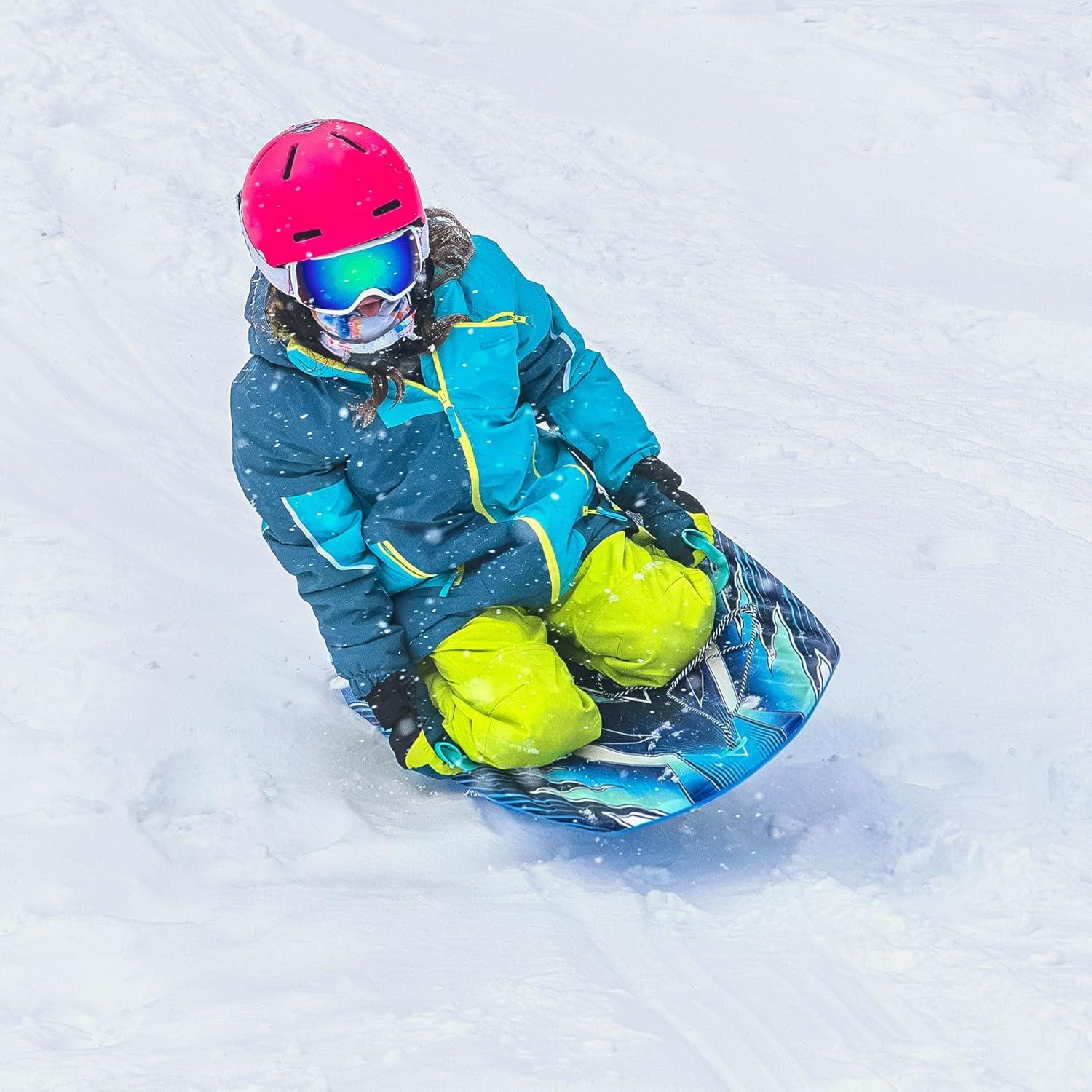 Artikfun 36in Winter Foam Snow Sled with Tow Rope and Handles(Blue)