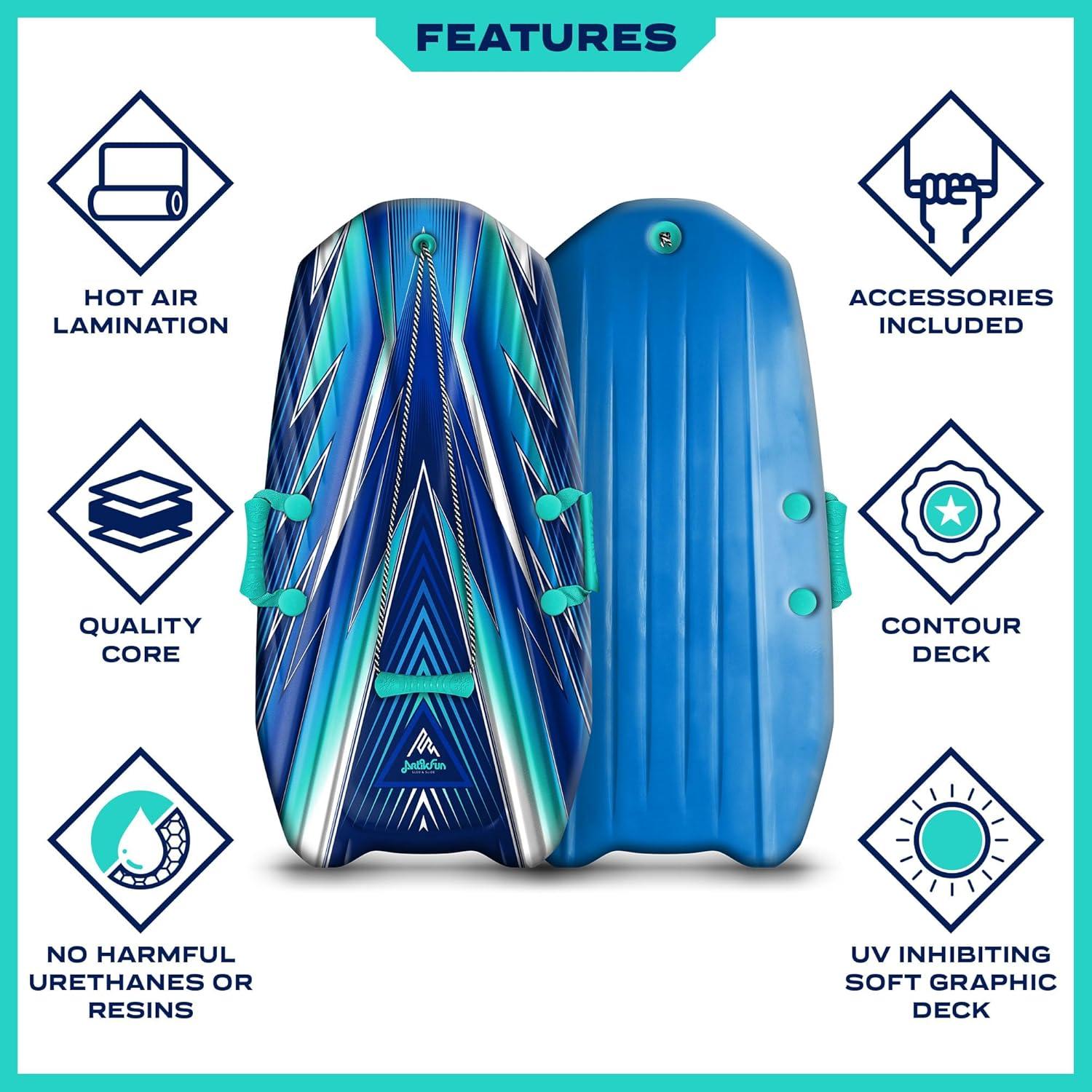 Artikfun 36in Winter Foam Snow Sled with Tow Rope and Handles(Blue)
