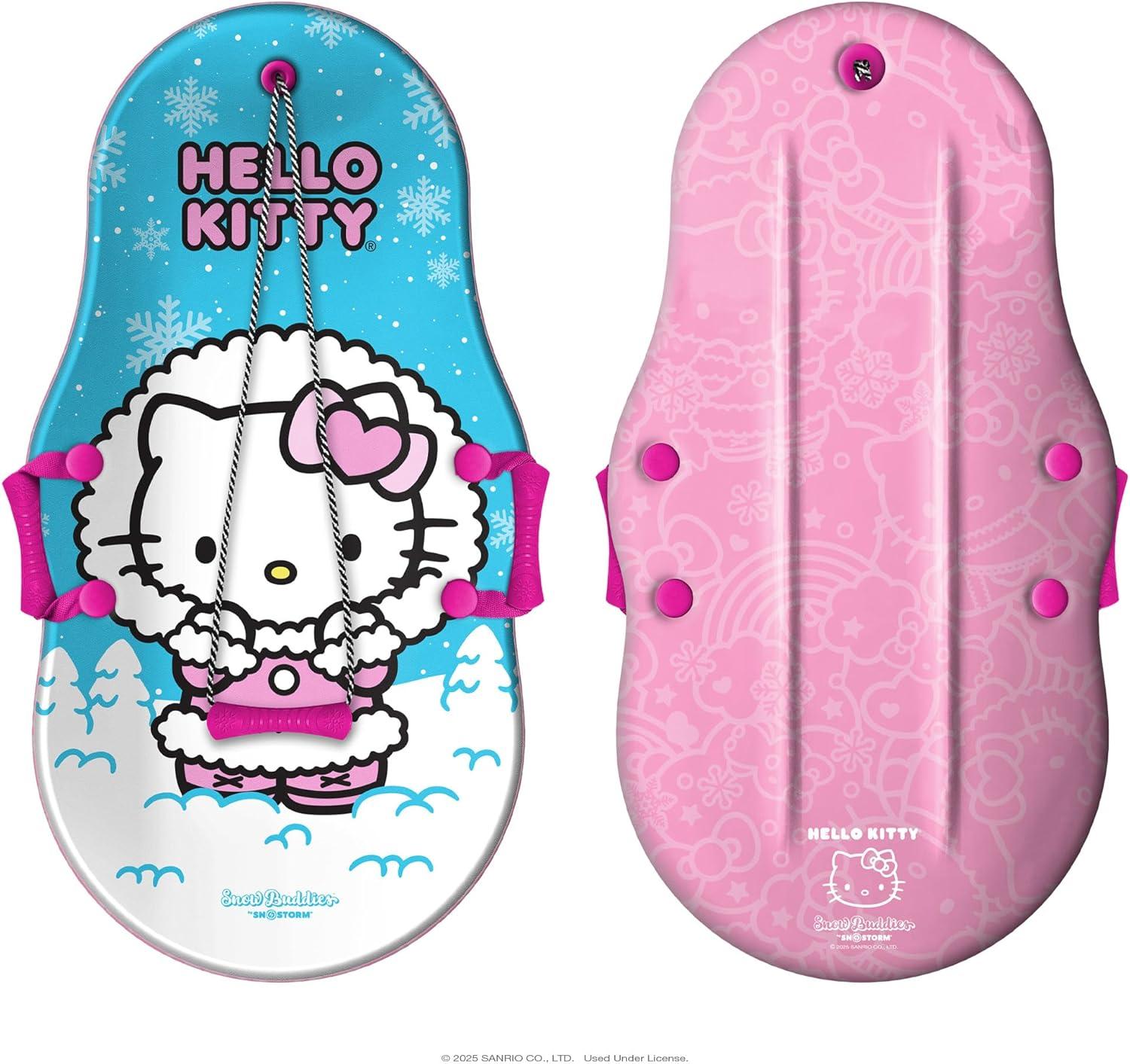 Hello Kitty and Snow Buddies by Sno-Storm 36in Kiddy Sled 2PK with Handles and Tow Rope