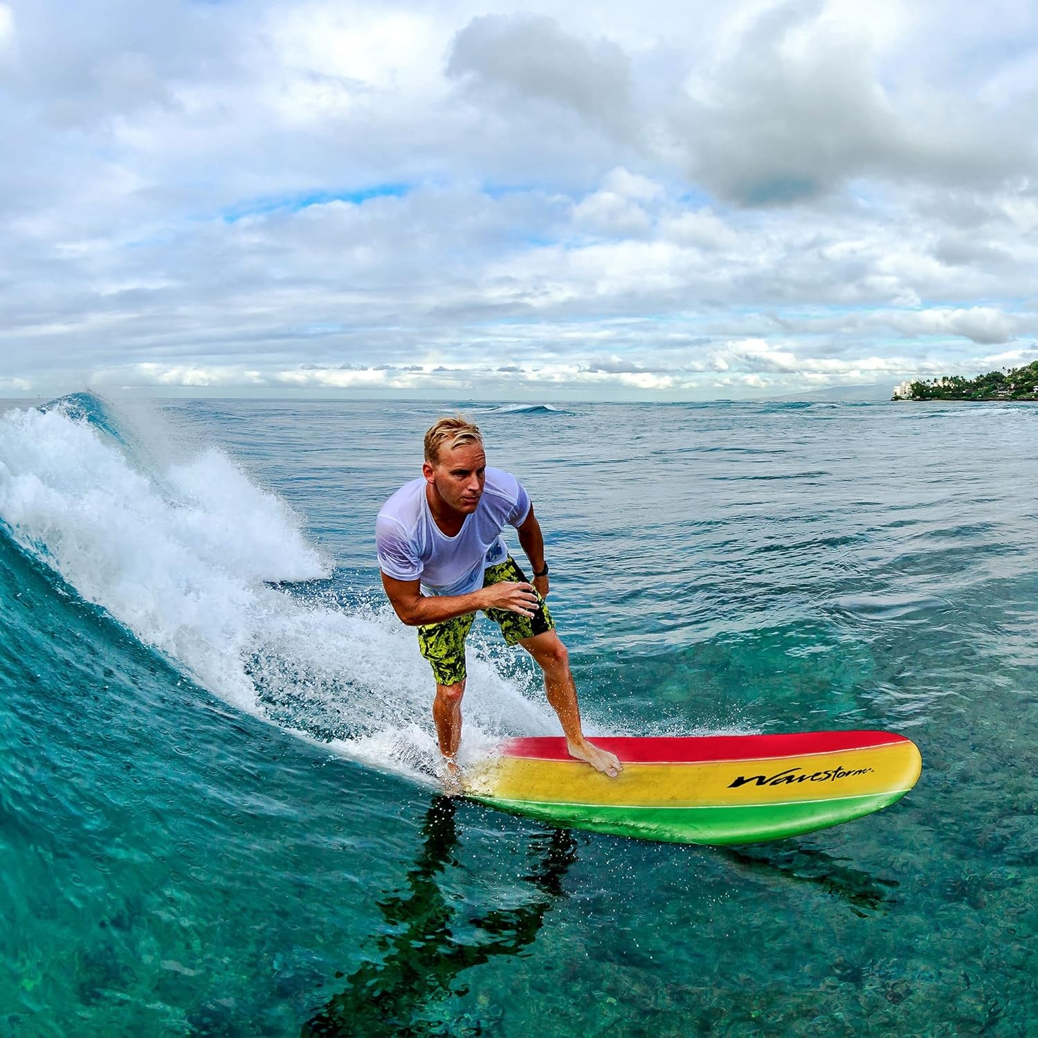 Wavestorm – Classic Soft Top Foam 8ft Surfboard(Tri-Color Solid)