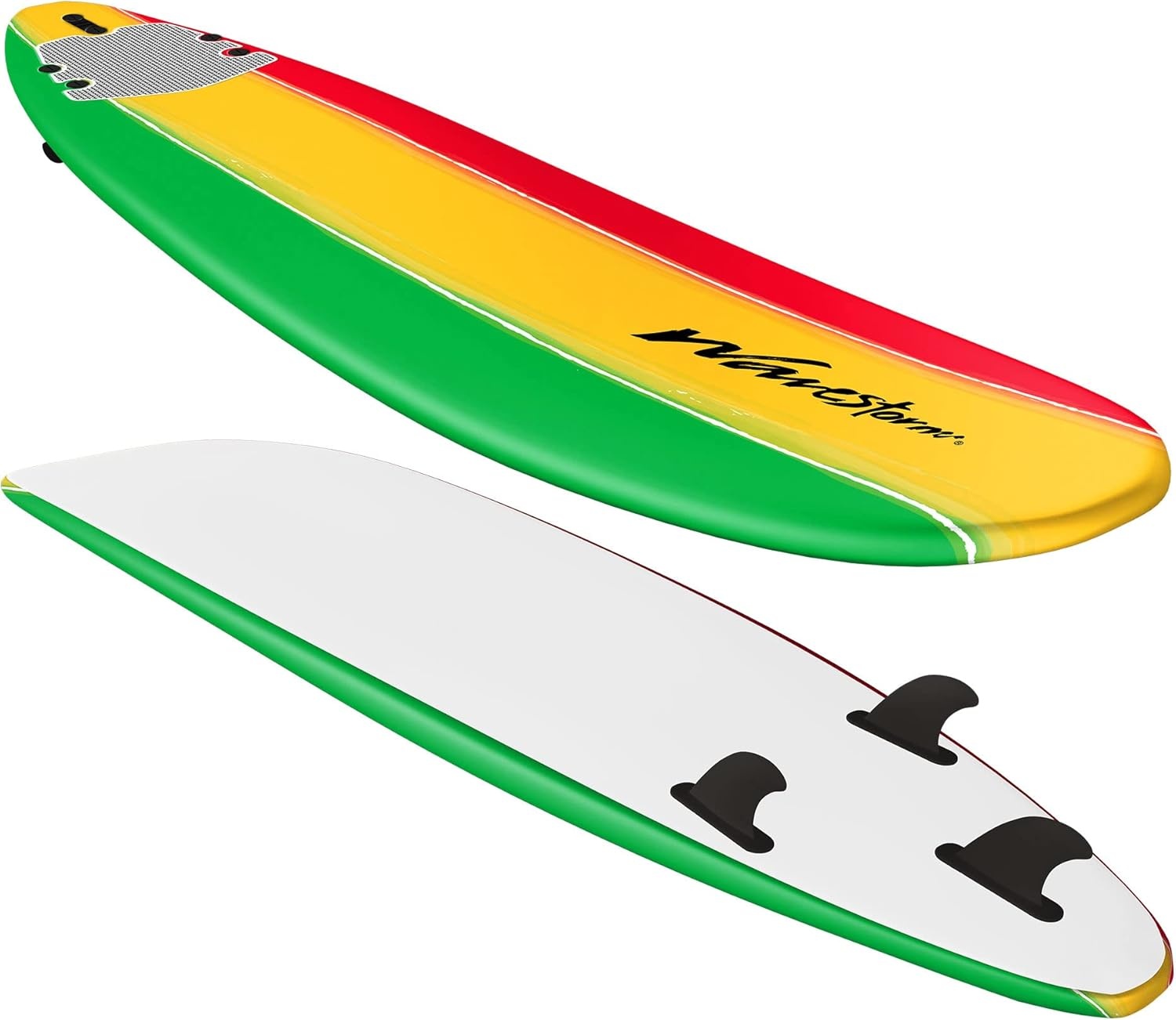 Wavestorm – Classic Soft Top Foam 8ft Surfboard(Tri-Color Solid)