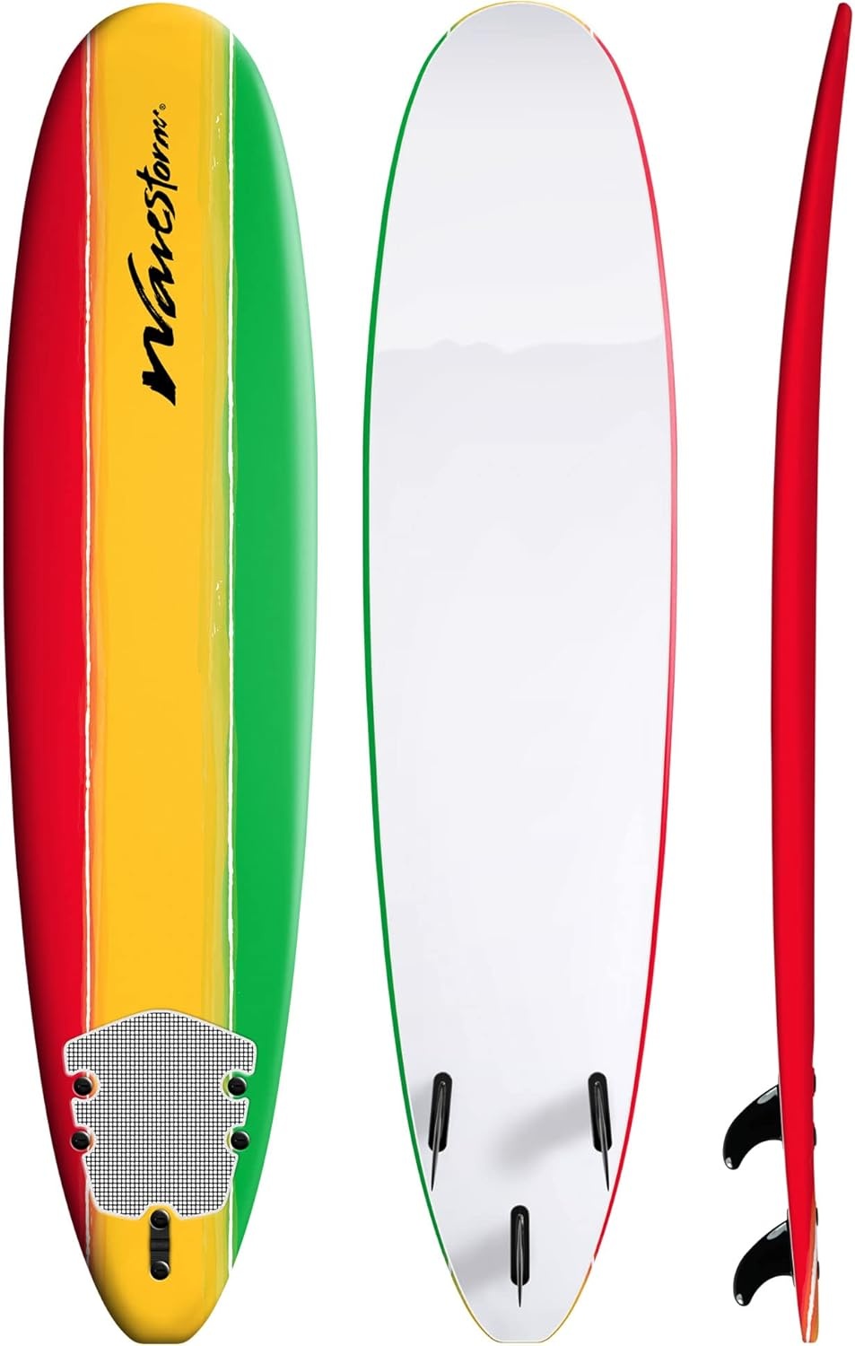 Wavestorm – Classic Soft Top Foam 8ft Surfboard(Tri-Color Solid)
