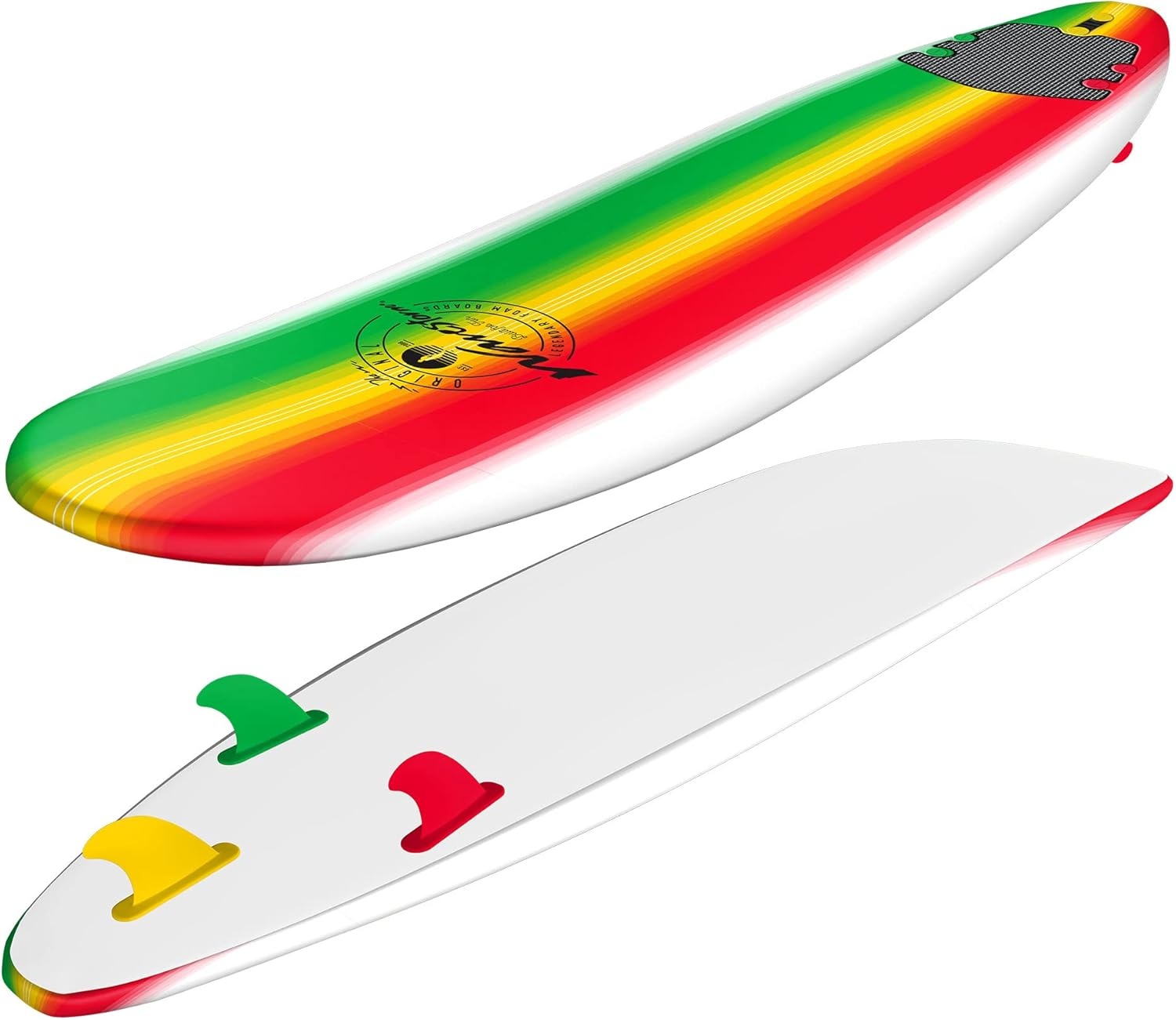 Wavestorm – Classic Soft Top Foam 8ft Surfboard(Rasta Burst)