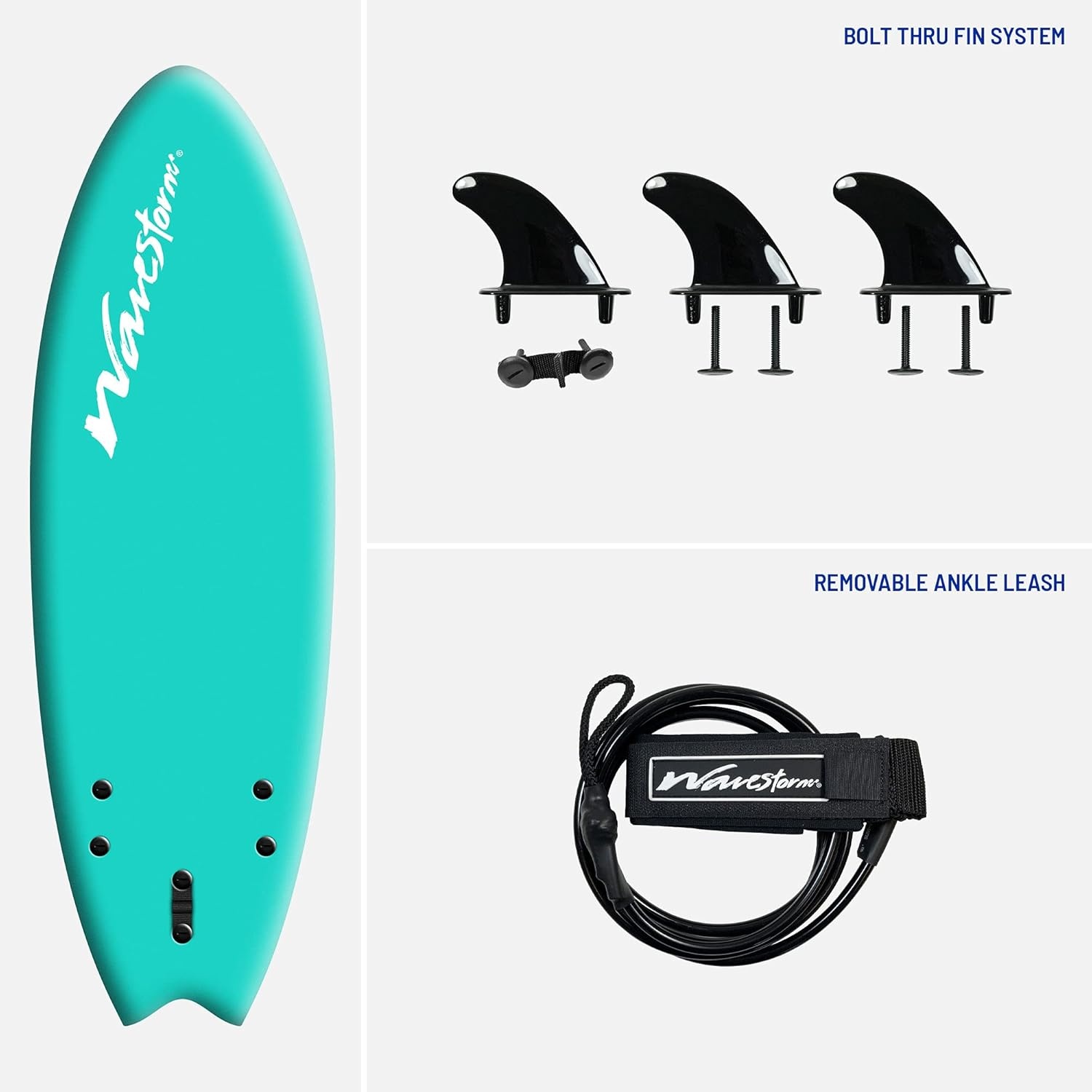 Wavestorm -Foam 5’6″ Surfboard(Turquoise)