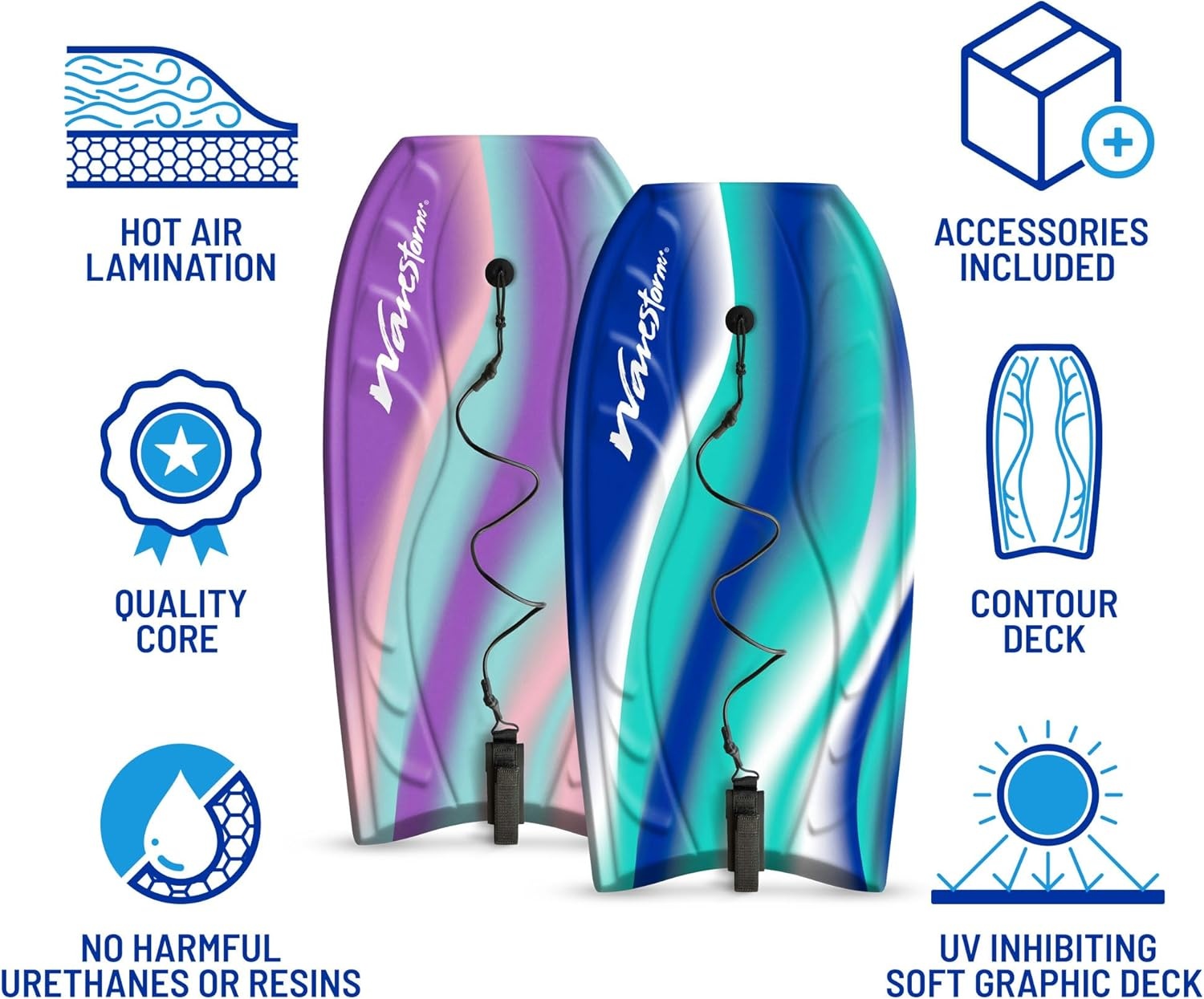 Wavestorm Foam Bodyboard 40″ Complete 2 Pack(Lavender and Turquoise)