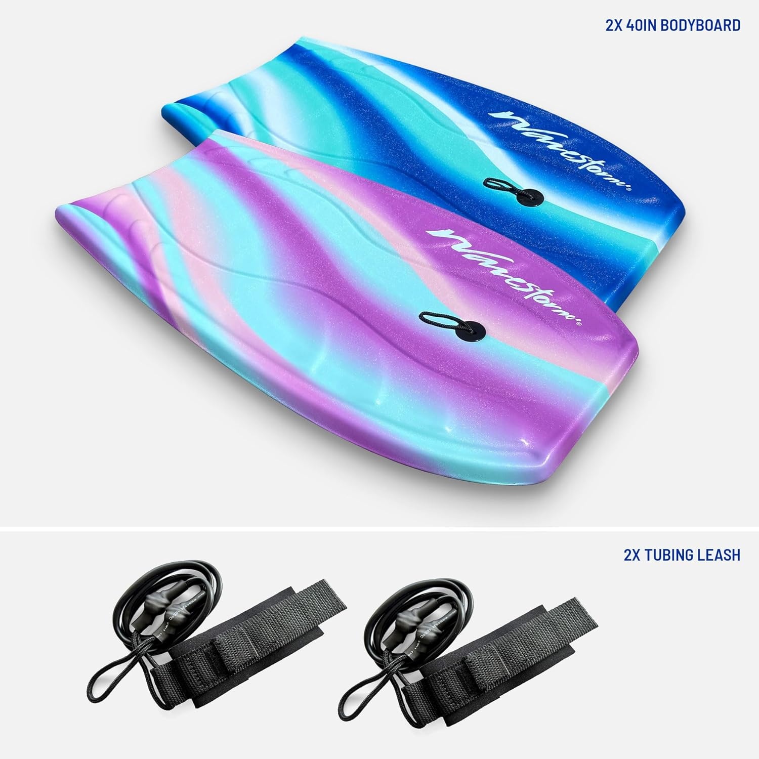 Wavestorm Foam Bodyboard 40″ Complete 2 Pack(Lavender and Turquoise)