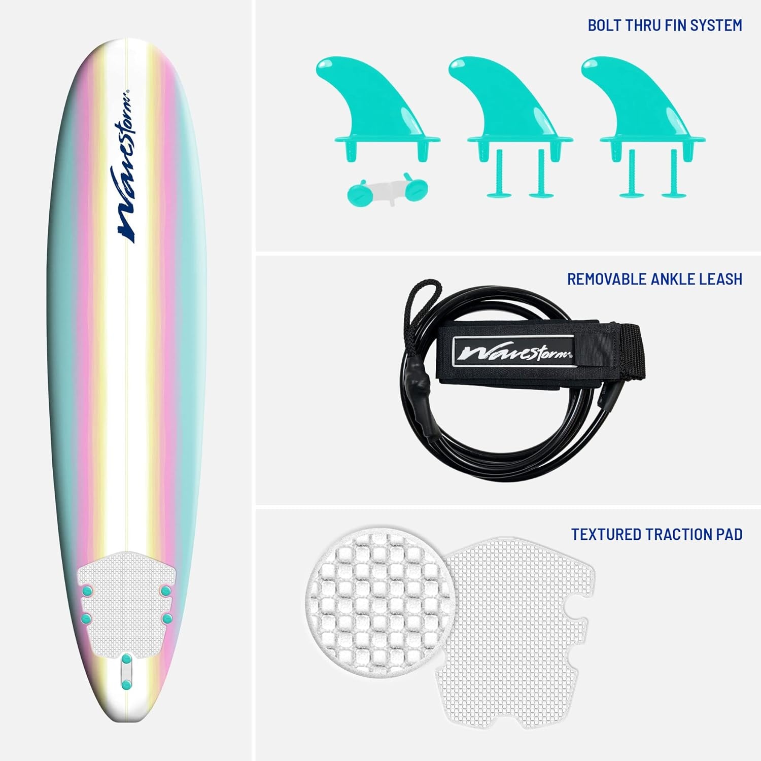 Wavestorm – Classic Soft Top Foam 8ft Surfboard(burst)