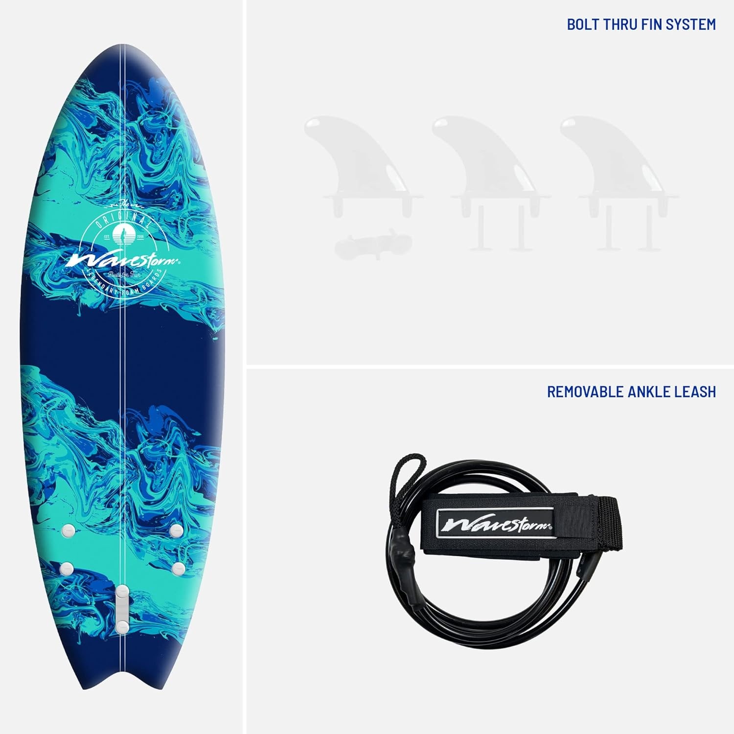 Wavestorm -Foam 5’6″ Surfboard(Blue Marble)