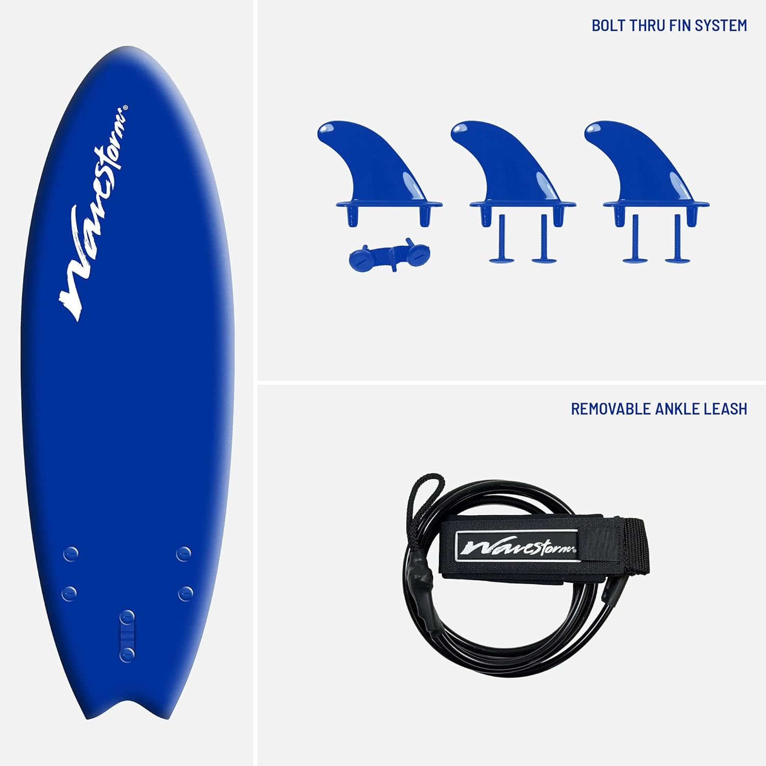 Wavestorm -Foam 5’6″ Surfboard(Blue)