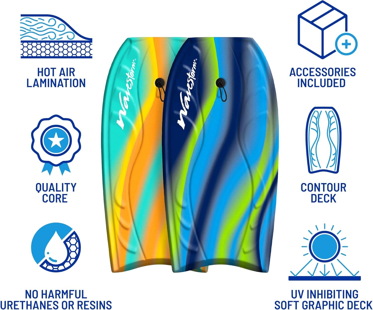Wavestorm Foam Bodyboard 40″ Complete 2 Pack(Red and Green)