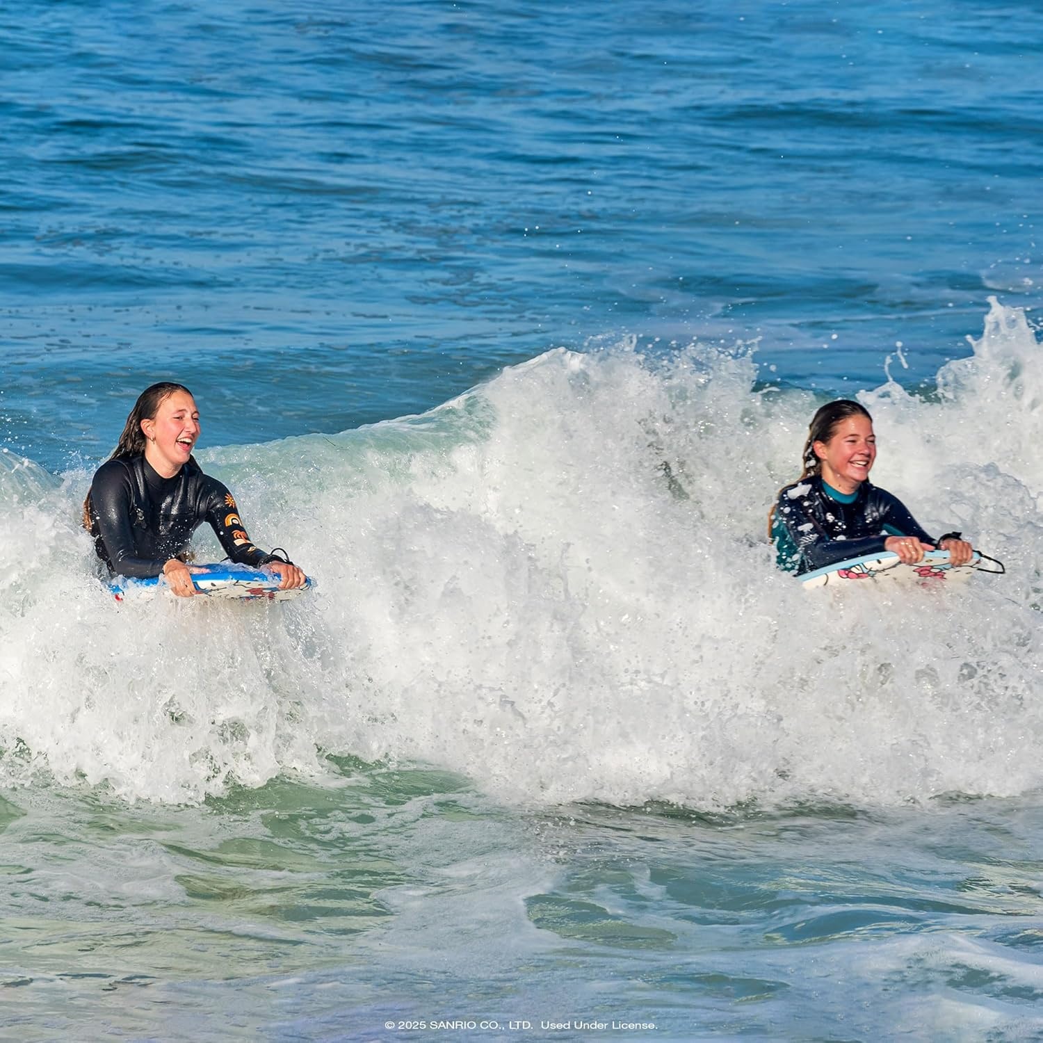 Hello Kitty 36in Bodyboard by Wavestorm 2PK | Graphic top Deck with high Density Slick Bottom | Foam Construction with Accessories | Includes Upgraded Coiled Leash(Blu Red and Trq Pnk)