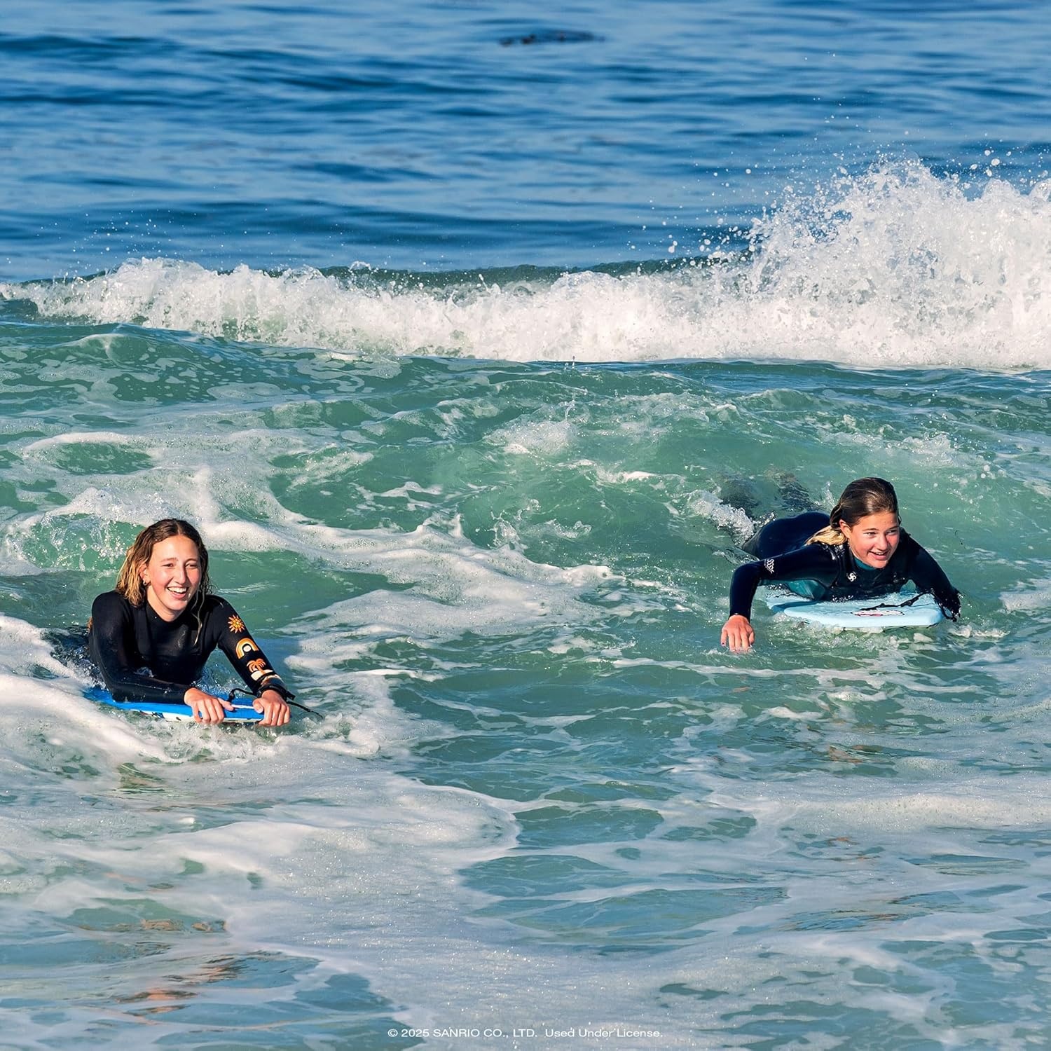 Hello Kitty 36in Bodyboard by Wavestorm 2PK | Graphic top Deck with high Density Slick Bottom | Foam Construction with Accessories | Includes Upgraded Coiled Leash(Blu Red and Trq Pnk)