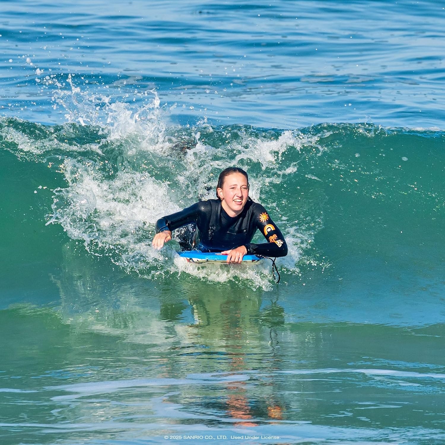Hello Kitty 36in Bodyboard by Wavestorm 2PK | Graphic top Deck with high Density Slick Bottom | Foam Construction with Accessories | Includes Upgraded Coiled Leash(Blue Red Blue Red)