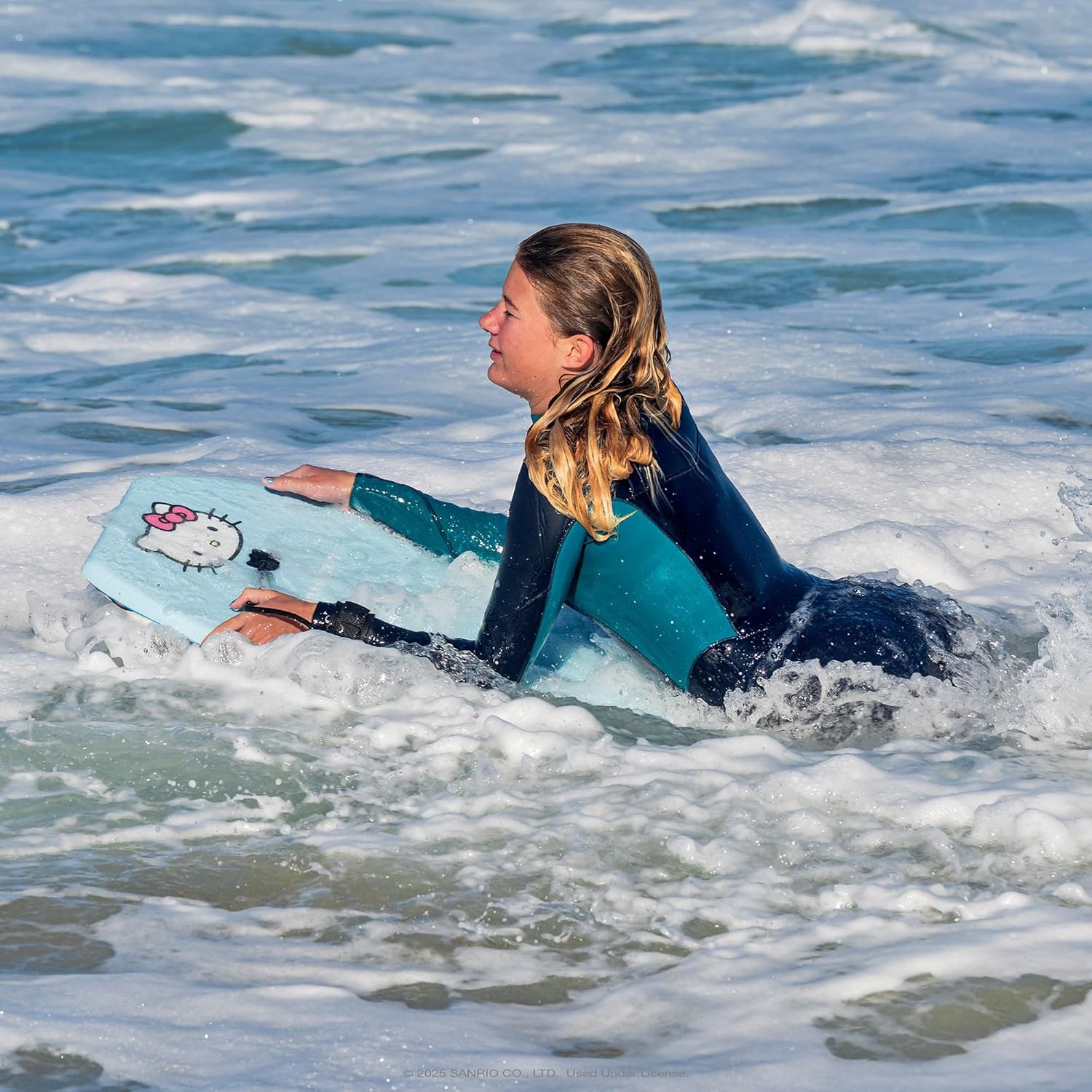 Hello Kitty 36in Bodyboard by Wavestorm 2PK | Graphic top Deck with high Density Slick Bottom | Foam Construction with Accessories | Includes Upgraded Coiled Leash(TRQ Pink TRQ Pink)