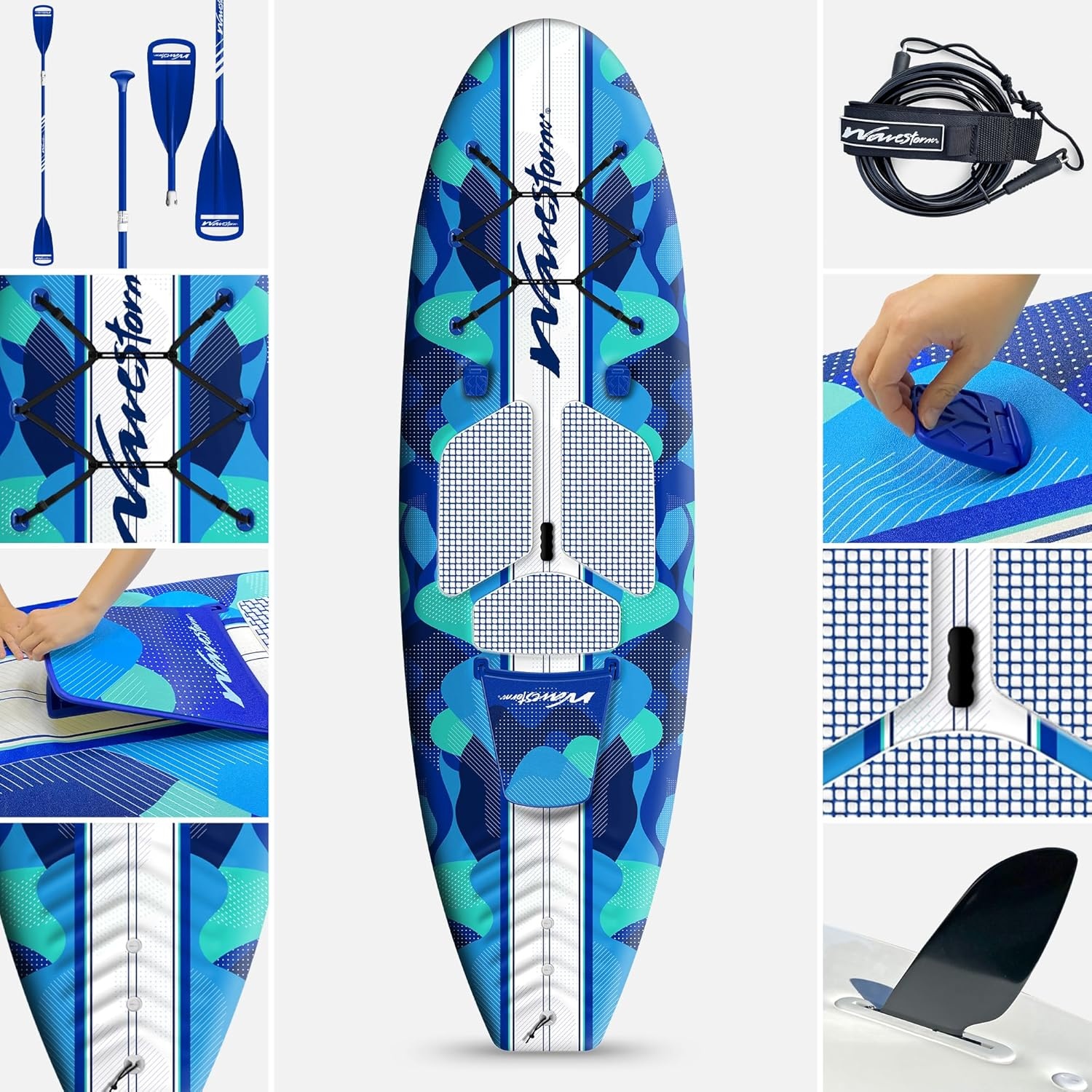 WAVESTORM 9ft6 SUP Kayak Hybrid Stand Up Paddleboard Foam Soft Top SUP for Adults and Kids of All Levels of Paddling Kayak,Blue(paddleboard)