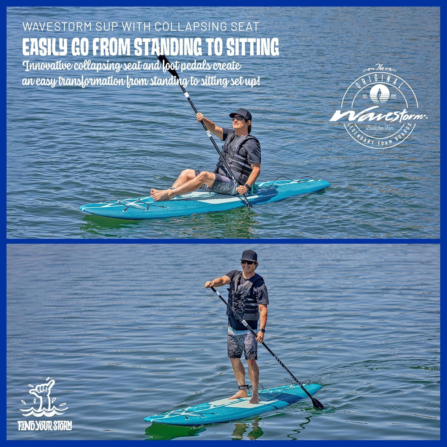 WAVESTORM 10ft6 SUP Kayak Hybrid Stand Up Paddleboard Foam Soft Top SUP for Adults and Kids of All Levels of Paddling Kayak