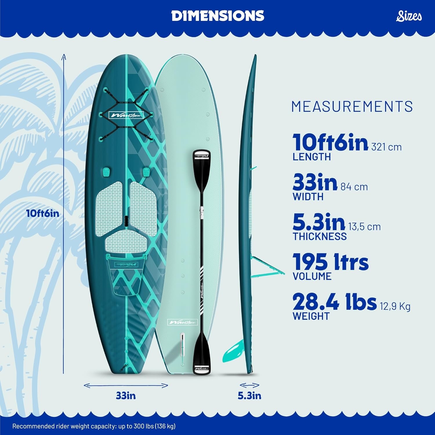 WAVESTORM 10ft6 SUP Kayak Hybrid Stand Up Paddleboard Foam Soft Top SUP for Adults and Kids of All Levels of Paddling Kayak