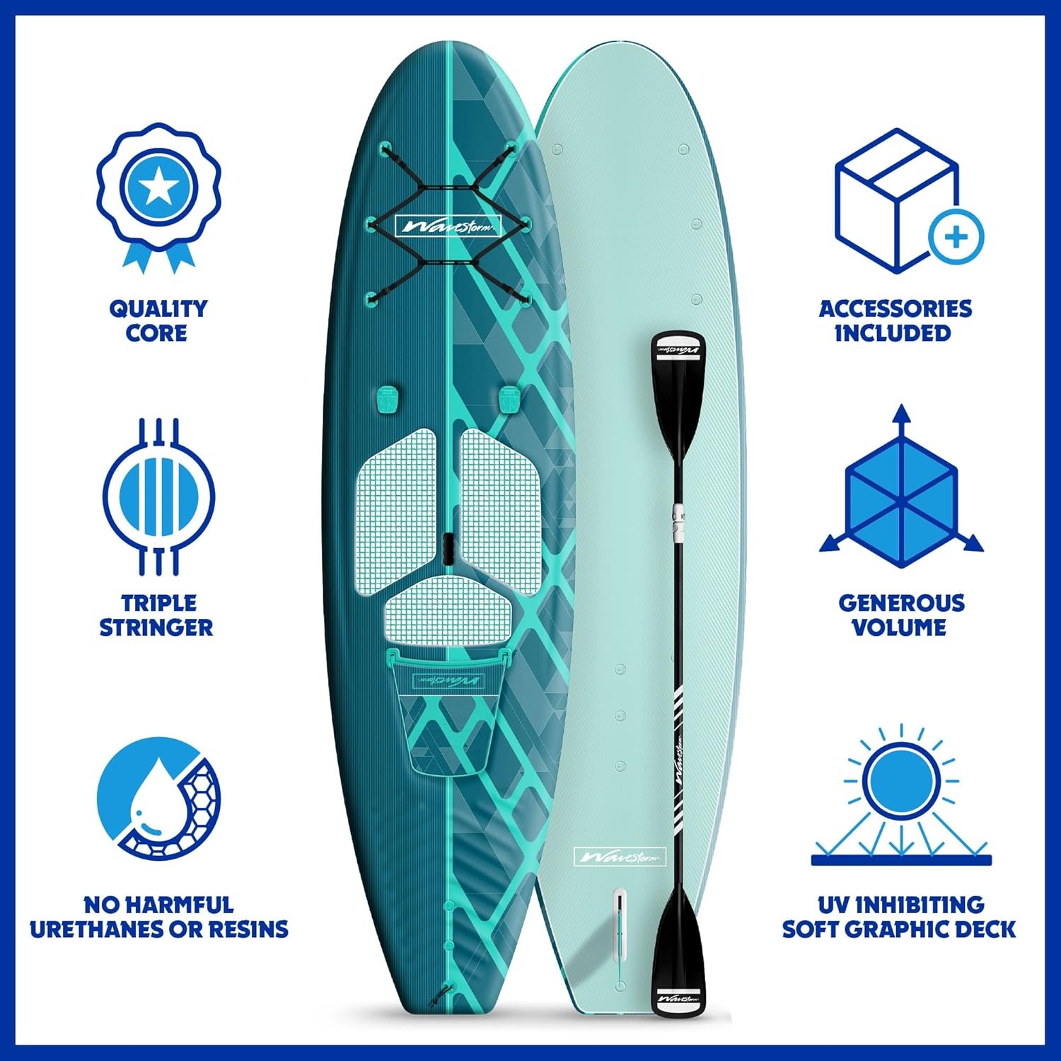 WAVESTORM 10ft6 SUP Kayak Hybrid Stand Up Paddleboard Foam Soft Top SUP for Adults and Kids of All Levels of Paddling Kayak