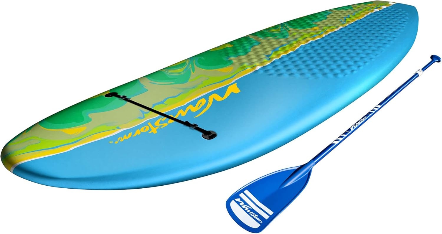 WAVESTORM 8ft Junior Stand Up Paddleboard | Superior Foam Construction with Stringers | Accessories Included Adjustable Paddle Leash and Removable fin| Carry Handle | Sized for Youth