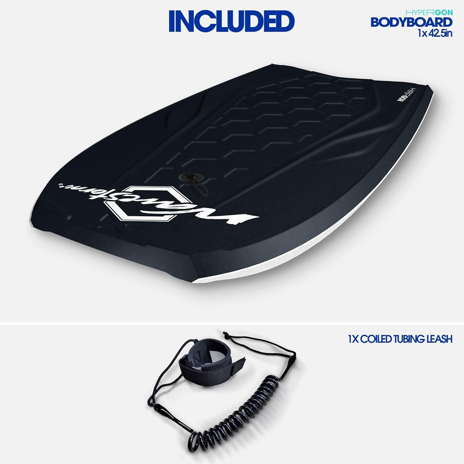 Wave Storm 42.5in Performance Foam Bodyboard with Sector Fin Channel Bottom(Black)