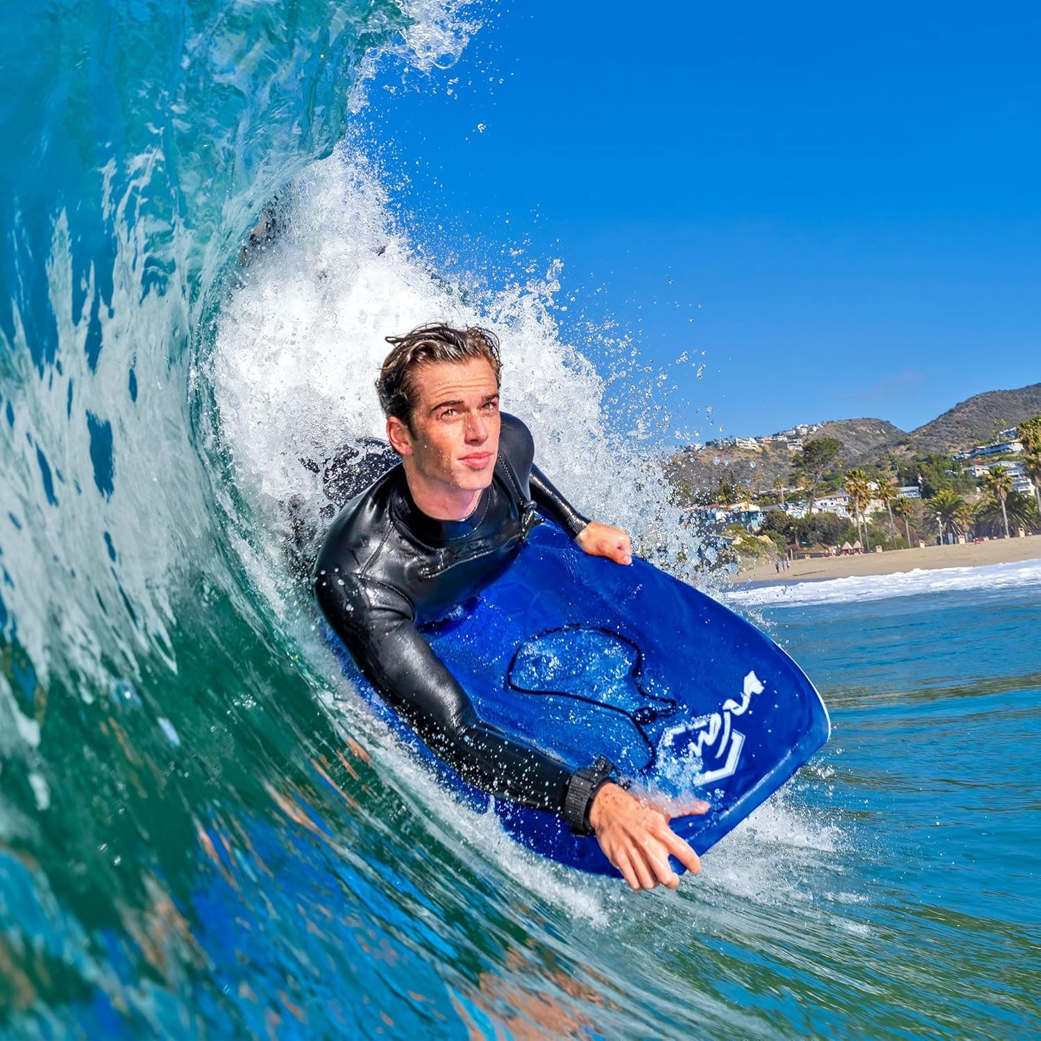 Wave Storm 42.5in Performance Foam Bodyboard with Sector Fin Channel Bottom(Navy Blue TRQ)