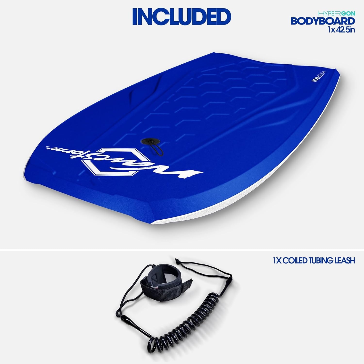 Wave Storm 42.5in Performance Foam Bodyboard with Sector Fin Channel Bottom(Navy Blue TRQ)