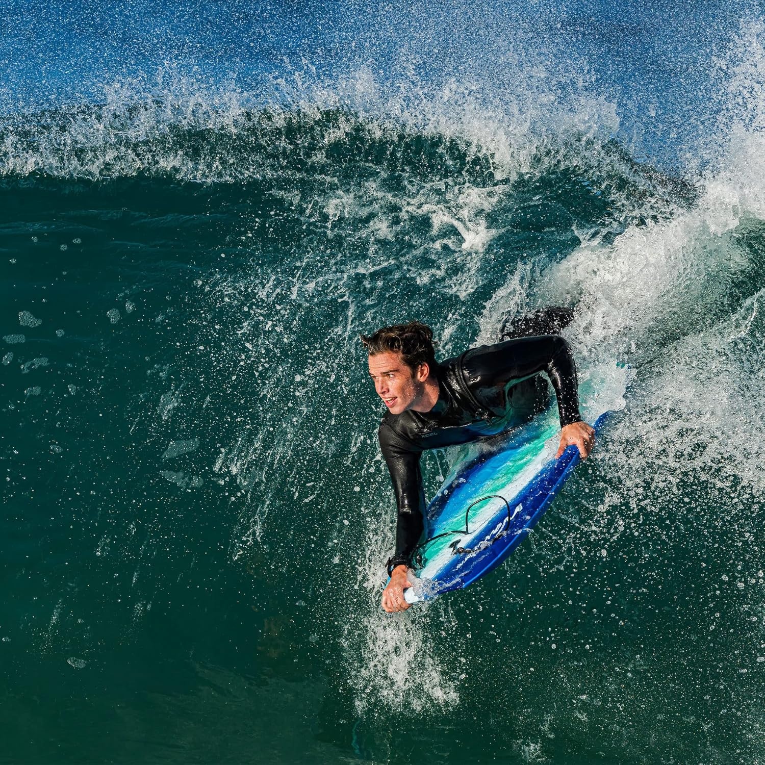 Wave Storm 42.5in Performance Foam Bodyboard with Sector Fin Channel Bottom(Turquoise)