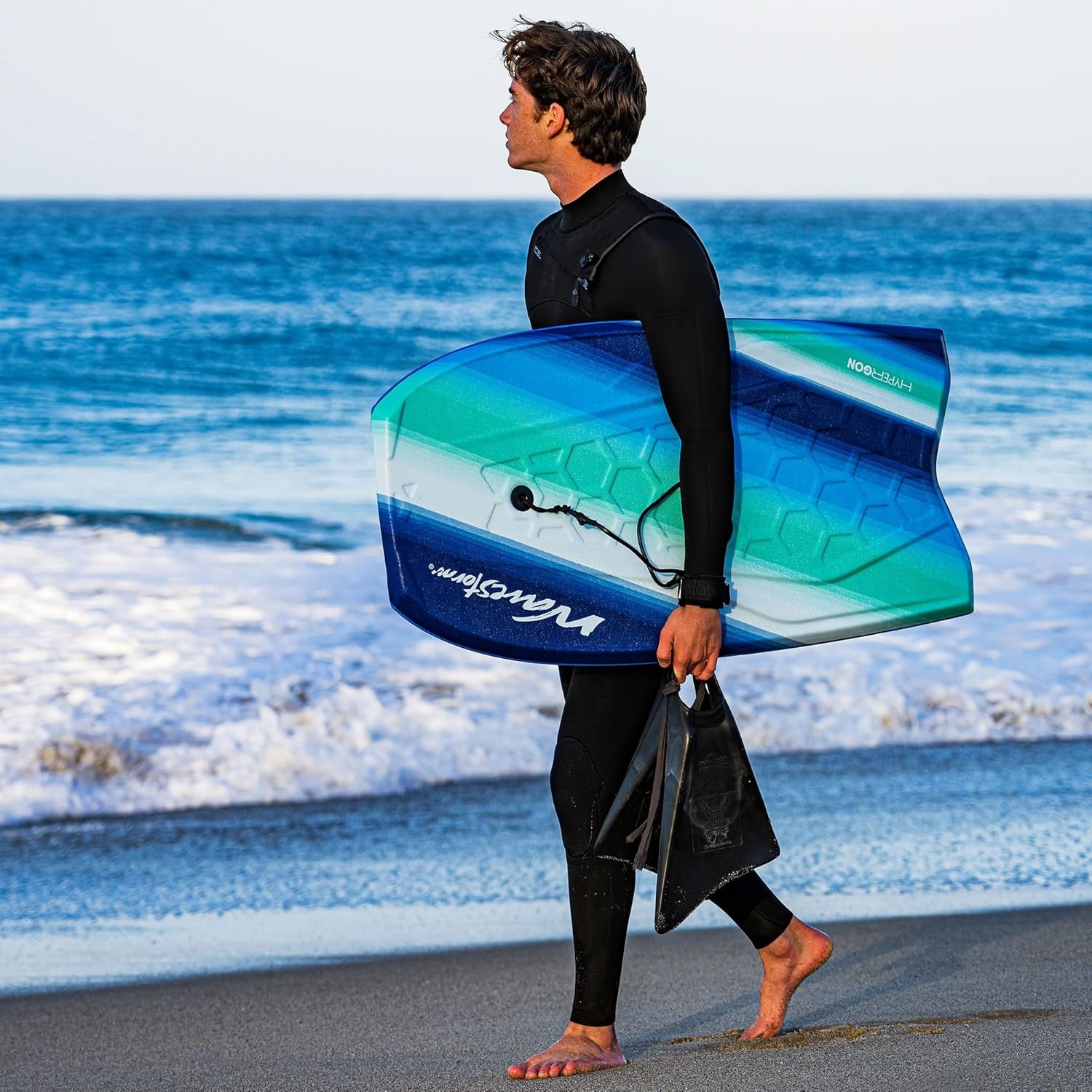 Wave Storm 42.5in Performance Foam Bodyboard with Sector Fin Channel Bottom(Turquoise)