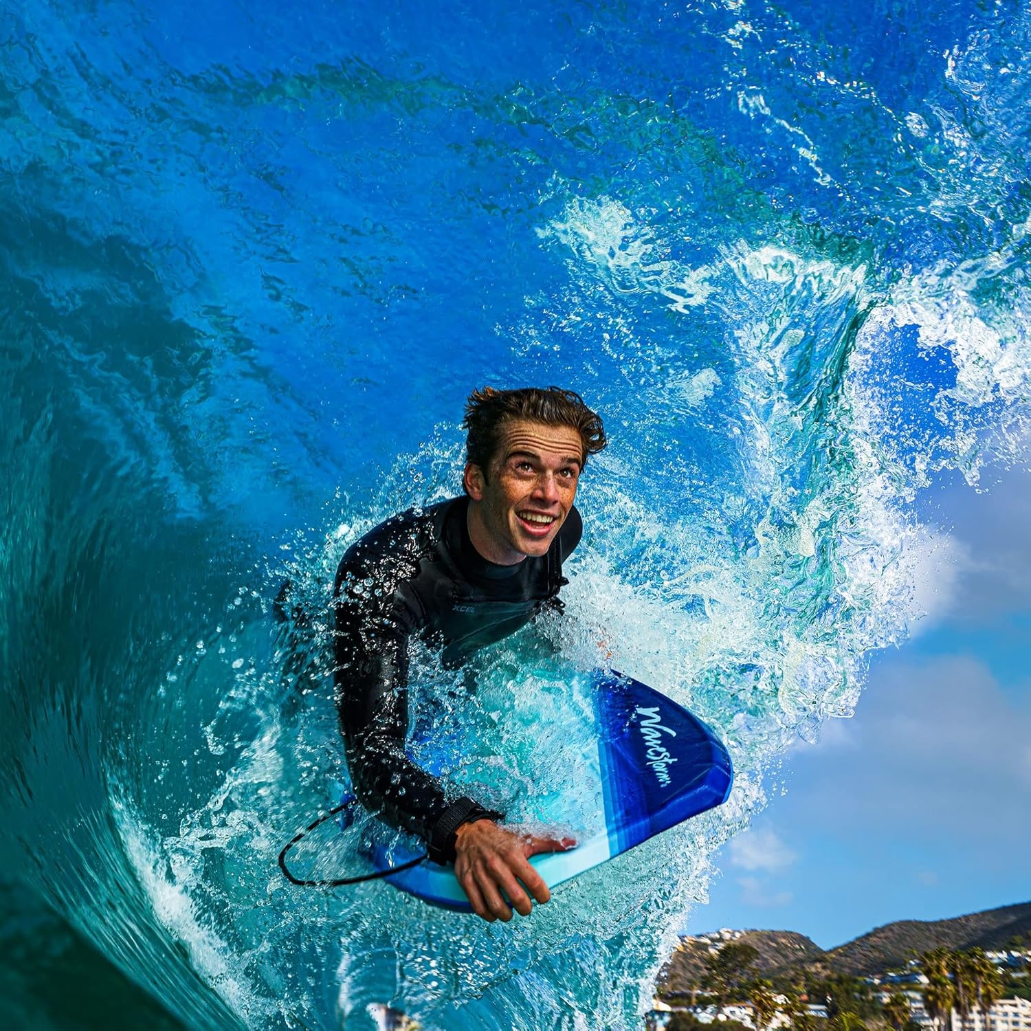 Wave Storm 42.5in Performance Foam Bodyboard with Sector Fin Channel Bottom(Turquoise)